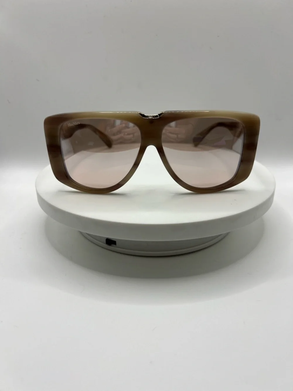 NWOT. Authentic MaxMara Translucent Beige Shield Sunglasses with Brown Lenses